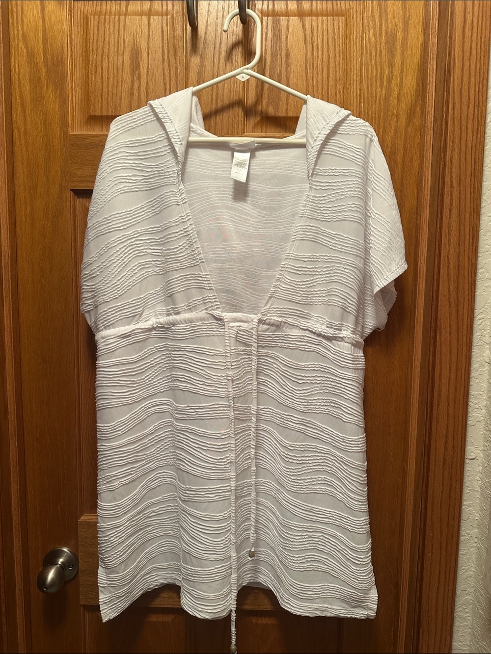 Wearabouts Women’s White Hooded Swim Cover-Up Tunic sz.XL